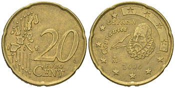 Испания 20 евроцентов 2006 M KM 1044 нордик 4604-1023