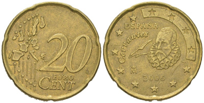 Испания 20 евроцентов 2006 M KM 1044 нордик 4604-1023