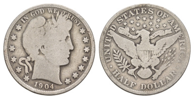 США 1/2 доллара (50 центов) 1904 50 центов Барбера KM 116 серебро    5010-1633