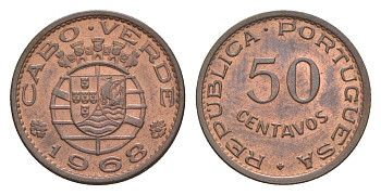 Кабо-Верде 50 сентаво 1968 KM 11 бронза UNC 4596-713