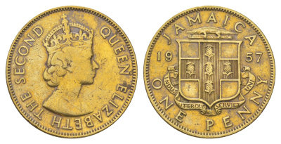 Ямайка 1 пенни 1957 KM 37 никель латунь 4628-636