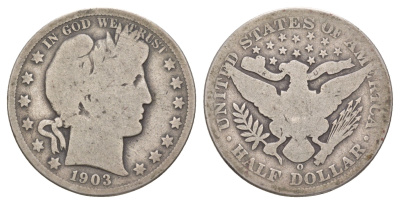 США 1/2 доллара (50 центов) 1903 O, 50 центов Барбера KM 116 серебро    5010-1631