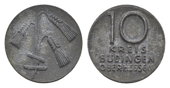 Бюдинген 10 пфеннигов ND Funck 63.1, Men05 3954.1, Men18 5005.1 цинк 3955-659