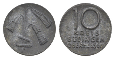 Бюдинген 10 пфеннигов ND Funck 63.1, Men05 3954.1, Men18 5005.1 цинк 3955-659