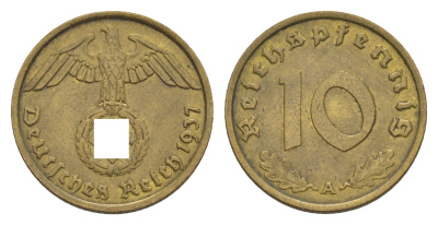 Германия 10 рейхспфеннигов 1937 A KM 92, J. 364 алюминиевая бронза 4615-152