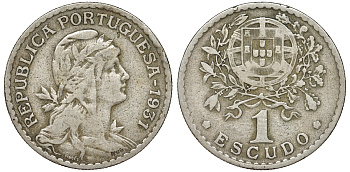 Португалия 1 эскудо 1931 KM 578 медно-никель 51-3725