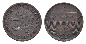 Чехословакия 10 геллеров 1936 KM 3 медь цинк 4643-1039