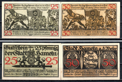 Хамельн (Пруссия, Ганновер) набор из 2 нотгельдов 1918 2193-5-4-2
