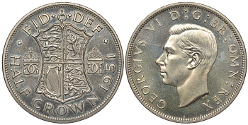 Великобритания 1/2 кроны 1951 Георг VI (1936-1952) KM 879, Spink 4106 медно-никель PROOF 1082-3-35