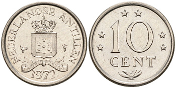 Нидерландские Антилы 10 центов 1977 Юлиана (1948-1980) KM 10 никель 4181-263