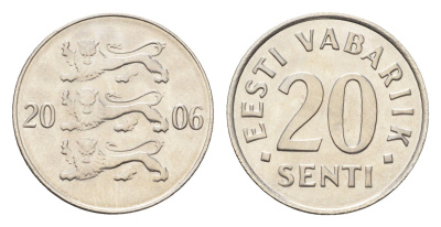 Эстония 20 сентов 2006 KM 23a сталь плакированная никелем UNC 4668-643