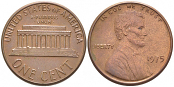 США 1 ЦЕНТ 1975 ЛИНКОЛЬН KM 201 медь цинк 105-1062
