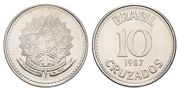 Бразилия 10 крузадо 1987 KM 607 нержавеющая сталь UNC 4642-1246
