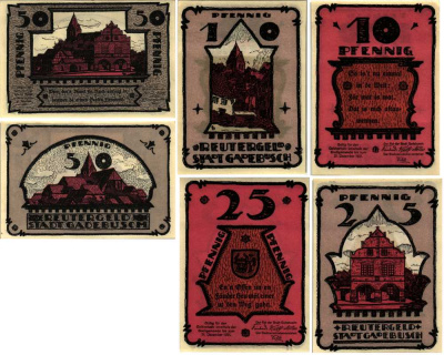 Германия, Гадебуш набор из 3 банкнот, 10, 25, 50 пфеннигов 1922 нотгельд, 1922 - 31 декабря 1922, полный комплект, земля Мекленбург-Передняя Померания Grabowski 404.1  бумага   00-000