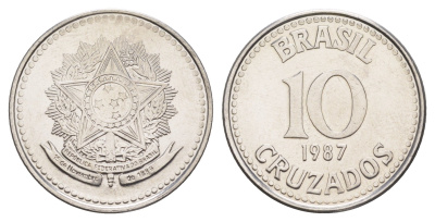 Бразилия 10 крузадо 1987 KM 607 нержавеющая сталь UNC 4642-1246