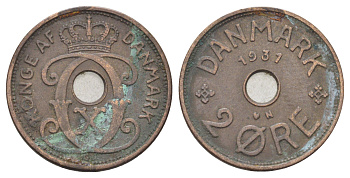 Дания 2 эре 1931 N, Кристиан X (1912-1947) KM 827 бронза 4701-814