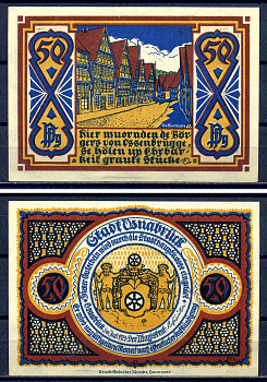 Оснабрюк 50 пфеннигов 1921 DeNG 1/2 1032.1-9/13 бумага UNC (пресс) 7556-27-1-1