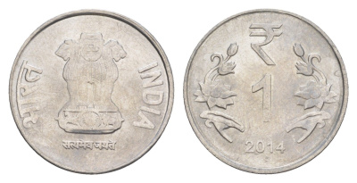 Индия 1 рупия 2014 монетный двор звезда KM 394 нержавеющая сталь UNC 4650-1116