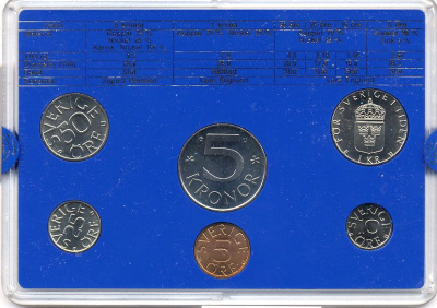 Швеция набор монетного двора из 6 монет 1983 в пластике, Карл XVI Густав (1973- ) KM MS27 UNC 5-4-2-75