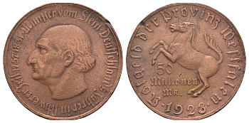 Вестфалия 50000000 марок 1923 Funck 645.12, J N23a, Men18 33512.30 томпак плакированный латунью 1066-4-12