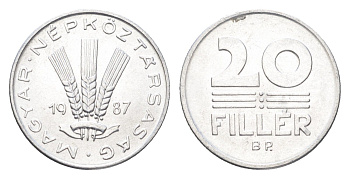Венгрия 20 филлеров 1987 BP KM 573 алюминий 4668-113