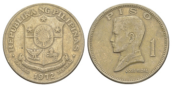 Филиппины 1 писо 1972 Хосе Рицаль KM 203 медь цинк никель 4645-722