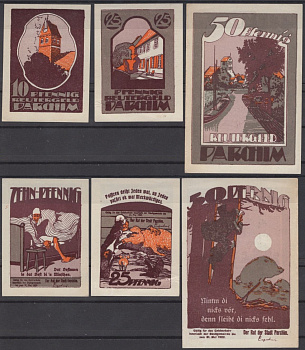 Пархим полный набор из 3 нотгельдов (10, 25 и 50 пфеннигов) 1922 Grabowski 1045.1 бумага UNC (пресс) 7556-8-3-2