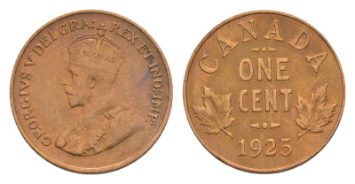 Канада 1 цент 1925 Георг V (1910-1936) KM 28 бронза 1527-1032
