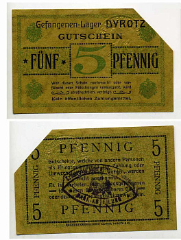 Германия 5 пфеннигов ND лагерь военнопленных в Дироце (Dyrotz) C-2911 бумага UNC (пресс) 000-00-00