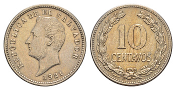 Сальвадор 10 сентаво 1921 KM 130 медно-никель 1522-525