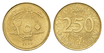 Ливан 250 ливров 2000 орнамент KM 36 медь алюминий никель UNC 4678-414