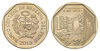 Перу 1 новый соль 2013 Богатство и гордость Перу - Тунанмарка KM 373 медь цинк никель UNC 3334-613