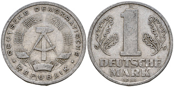 ГДР 1 марка 1956 A KM 13 алюминий 4601-512