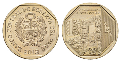 Перу 1 новый соль 2013 Богатство и гордость Перу - Тунанмарка KM 373 медь цинк никель UNC 3334-613
