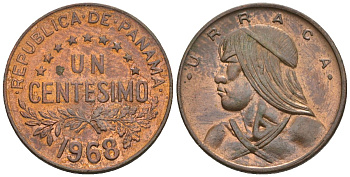 Панама 1 сентесимо 1968  KM 22 бронза  aUNC  4609-841