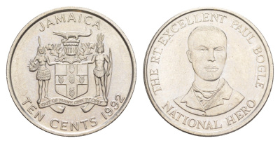 Ямайка 10 центов 1992 KM 146.1 сталь плакированная никелем UNC 4641-812