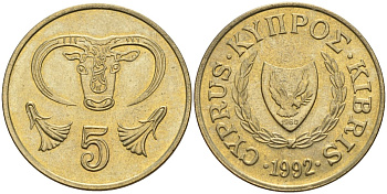 Кипр 5 центов 1992 KM 55.3 никель латунь 4141-1014