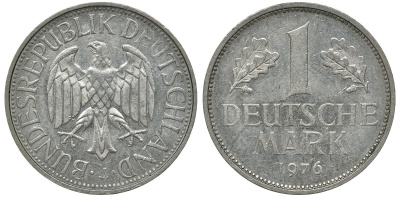 ФРГ 1 МАРКА 1976 J J 385, KM 110 медно-никель aUNC 72-853