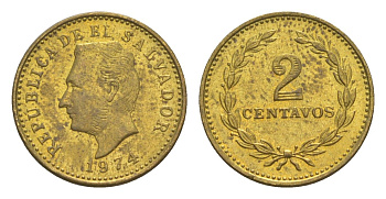 Сальвадор 2 сентаво 1974 KM 147 никель латунь UNC 4613-214