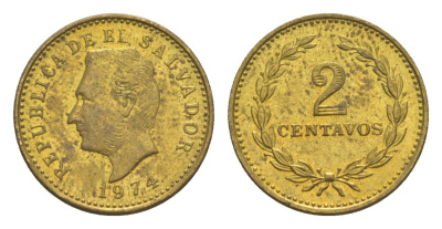Сальвадор 2 сентаво 1974 KM 147 никель латунь UNC 4613-214