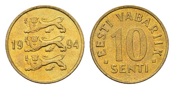 Эстония 10 сентов 1994 KM 22 латунь UNC 192-446