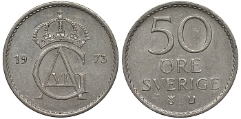 Швеция 50 эре 1973 Густав VI Адольф (1950-1973) KM 837 медно-никель 4122-332