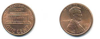 США 1 ЦЕНТ 1992 D, ЛИНКОЛЬН KM 201b цинк плакированный медью UNC 179-444