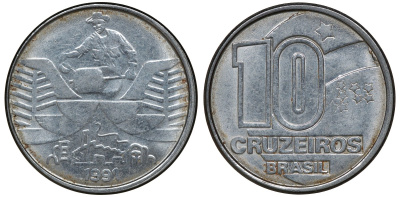 БРАЗИЛИЯ 10 КРУЗЕЙРО 1991 KM 618.2 сталь aUNC 72-1522