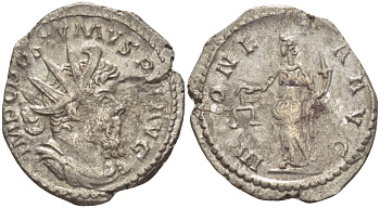 Римская Империя (императоры в Галлии) антониниан 260 - 269 Постум. IMP C POSTVMVS P F AVG / MONETA AVG, Монета с весами и рогом Изобилия, Колония Агриппины, Good Very fine RIC 315 биллон 1073-12-83