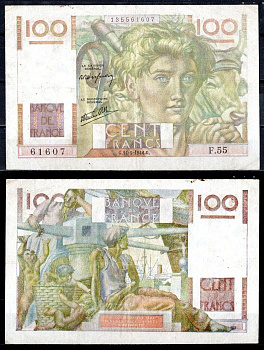 Франция 100 франков 1946 Pick 128 a бумага 7198-24-2-1