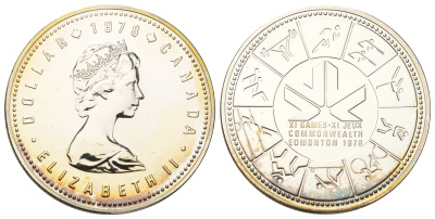 Канада 1 доллар 1978 XI игры содружества в Эдмонтоне, в оригинальном упаковке KM 121 серебро BU 1-4-2-16