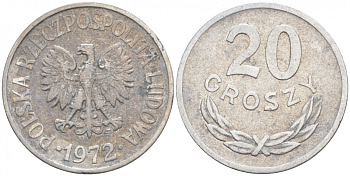 ПОЛЬША 20 ГРОШЕЙ 1972 MW KM А47 алюминий 4516-523