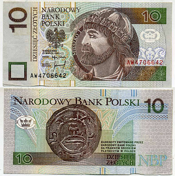 ПОЛЬША 10 ЗЛОТЫХ 1995 МЕШКО I, ПЕРВЫЙ ПОЛЬСКИЙ КОРОЛЬ, ПЕРВЫЕ ПОЛЬСКИЕ МОНЕТЫ Pick 174а бумага 7218-48-3