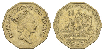 Белиз 1 доллар 2000 KM 99 никель латунь 4646-221